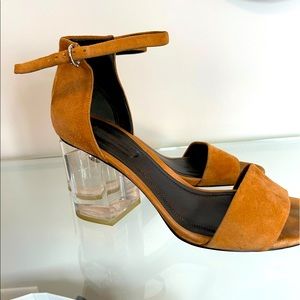 Alexander Wang Beige Suede Abby Lucite Tilt Heel